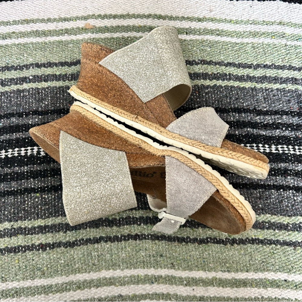 Papillio wedge slide sandals canvas gray upper with buckle size 36 - Picture 7 of 10